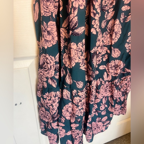 Polagram Pink and Teal Floral short Sleeve Dress1X - Picture 16 of 16